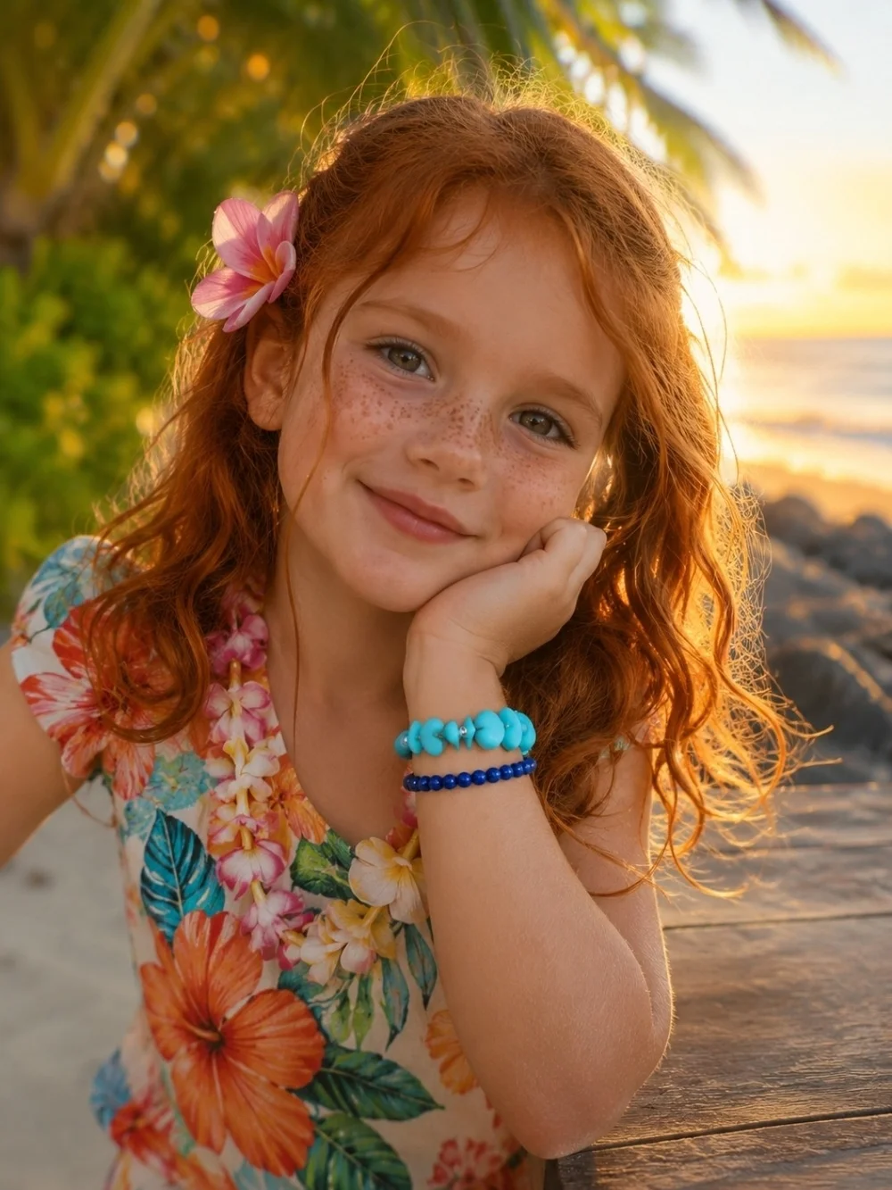 4/$15 Tropical Girls Turquoise & Navy Bracelets Set Boho Bangles